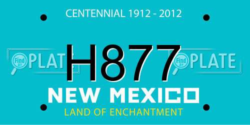 H877 New Mexico License Plate