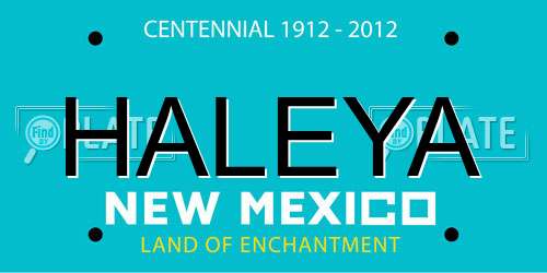 HALEYA New Mexico License Plate
