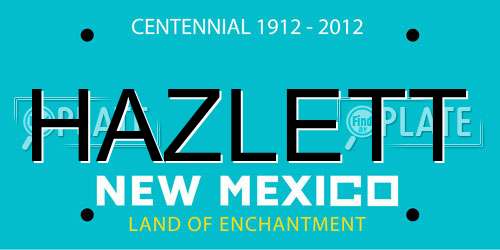 HAZLETT New Mexico License Plate