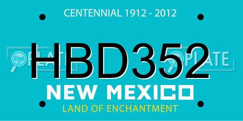 HBD352 New Mexico License Plate