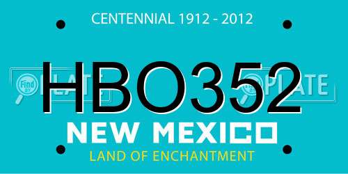 HBO352 New Mexico License Plate