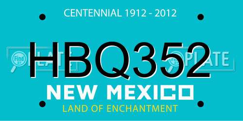 HBQ352 New Mexico License Plate