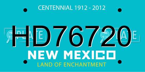 HD76720 New Mexico License Plate