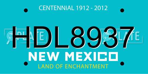 HDL8937 New Mexico License Plate
