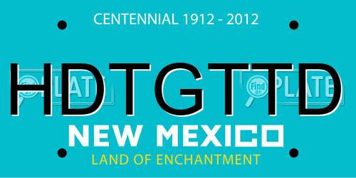 HDTGTTD New Mexico License Plate