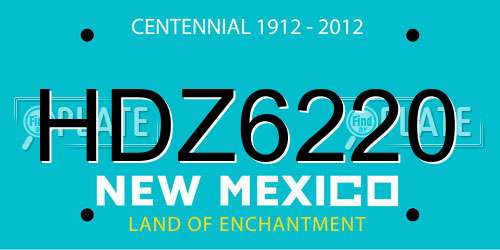 HDZ6220 New Mexico License Plate