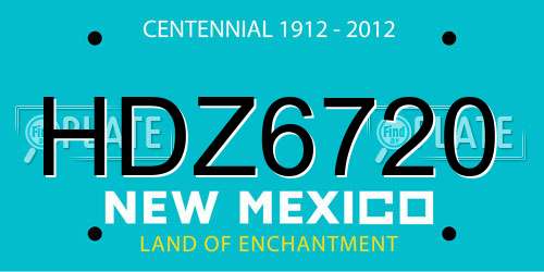 HDZ6720 New Mexico License Plate
