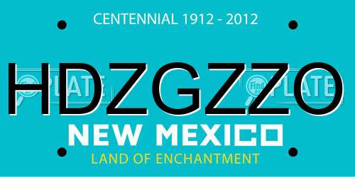 HDZGZZO New Mexico License Plate