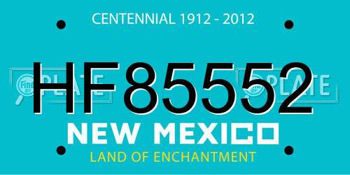 HF85552 New Mexico License Plate