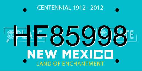 HF85998 New Mexico License Plate
