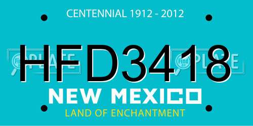 HFD3418 New Mexico License Plate