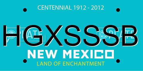 HGXSSSB New Mexico License Plate