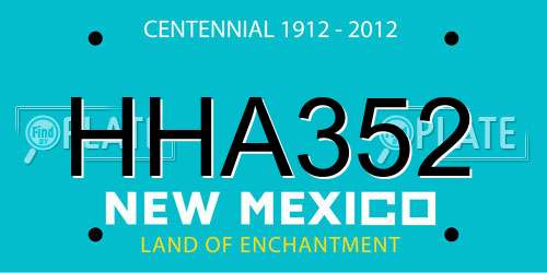 HHA352 New Mexico License Plate