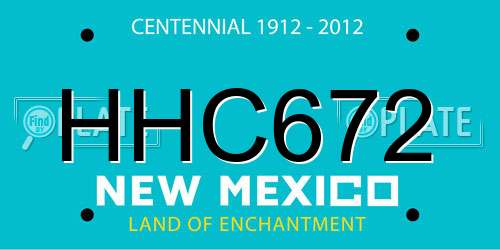 HHC672 New Mexico License Plate