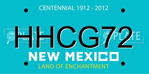 HHCG72 New Mexico License Plate