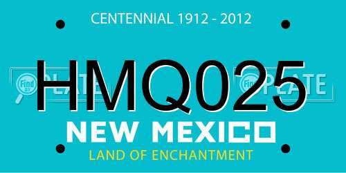 HMQ025 New Mexico License Plate