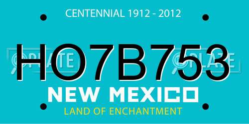 HO7B753 New Mexico License Plate