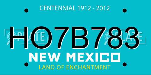 HO7B783 New Mexico License Plate