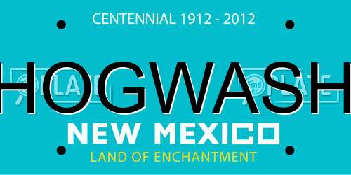 HOGWASH New Mexico License Plate
