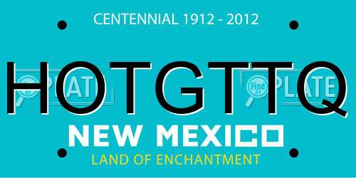 HOTGTTQ New Mexico License Plate