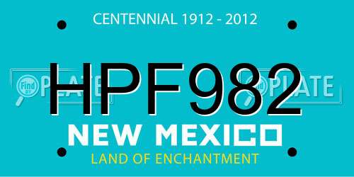 HPF982 New Mexico License Plate