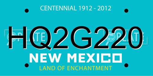 HQ2G220 New Mexico License Plate