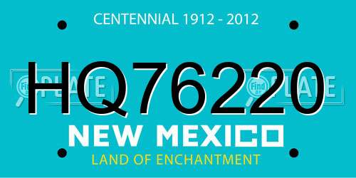 HQ76220 New Mexico License Plate