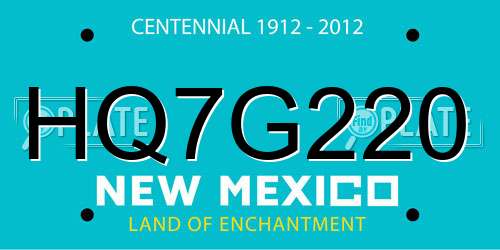 HQ7G220 New Mexico License Plate