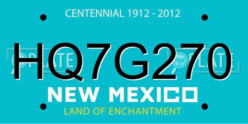 HQ7G270 New Mexico License Plate