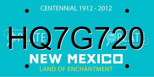 HQ7G720 New Mexico License Plate