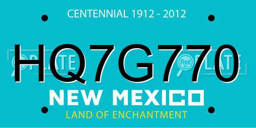 HQ7G770 New Mexico License Plate
