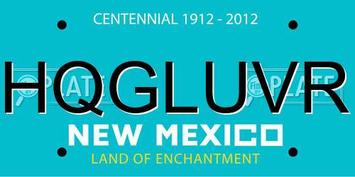HQGLUVR New Mexico License Plate