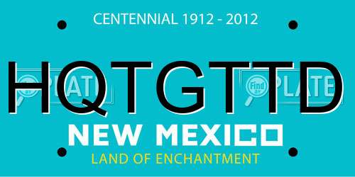 HQTGTTD New Mexico License Plate