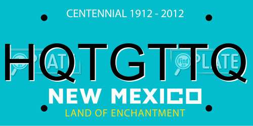 HQTGTTQ New Mexico License Plate