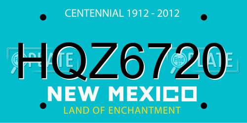 HQZ6720 New Mexico License Plate