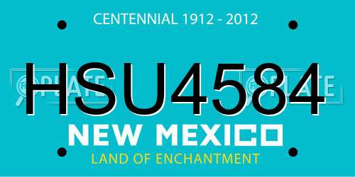 HSU4584 New Mexico License Plate
