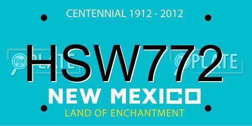 HSW772 New Mexico License Plate