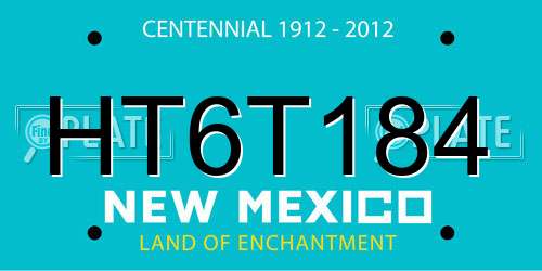 HT6T184 New Mexico License Plate