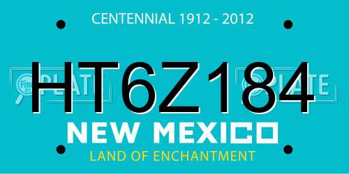HT6Z184 New Mexico License Plate