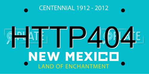 HTTP404 New Mexico License Plate