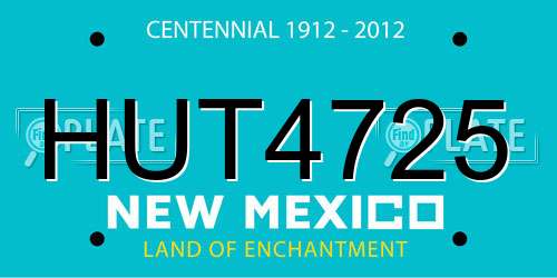 HUT4725 New Mexico License Plate
