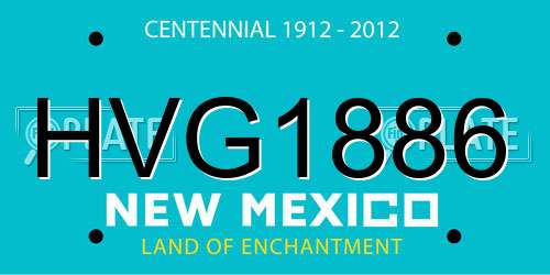 HVG1886 New Mexico License Plate