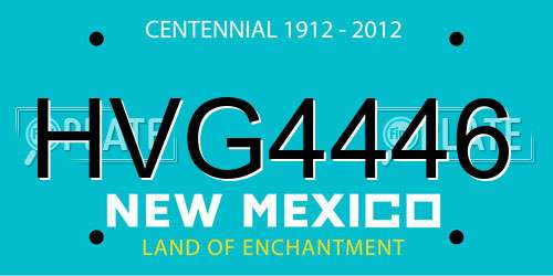 HVG4446 New Mexico License Plate