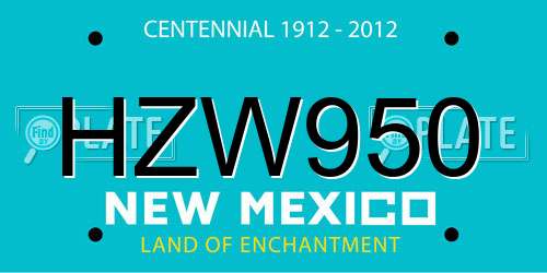HZW950 New Mexico License Plate