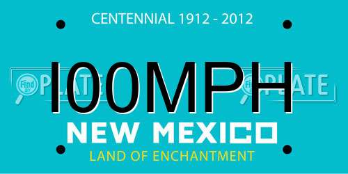 I00MPH New Mexico License Plate