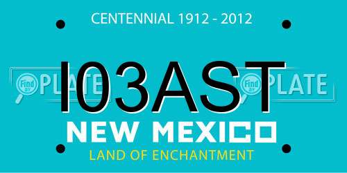 I03AST New Mexico License Plate