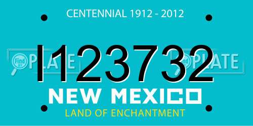 I123732 New Mexico License Plate