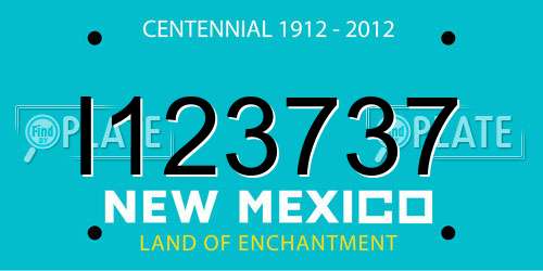 I123737 New Mexico License Plate