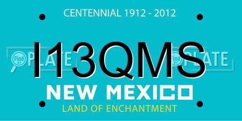 I13QMS New Mexico License Plate