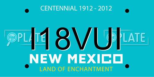 I18VUI New Mexico License Plate